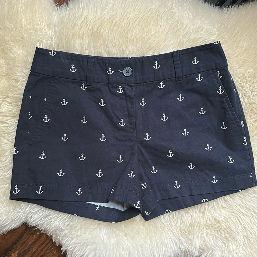 Loft Navy Shorts with White Anchor Pattern